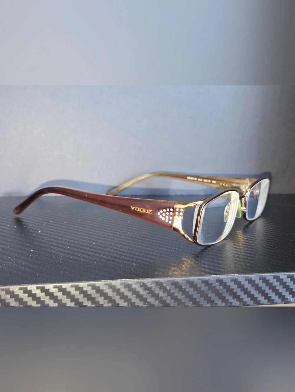 Vogue VO3671-B Frame 53-17-130 Brown & Gold Eyeglass Glasses W/ Rhinestones